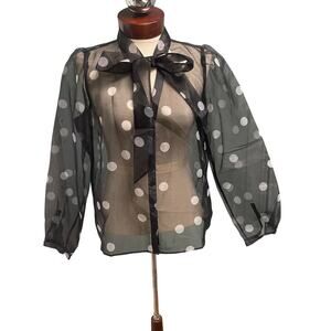 White House Black Market Sheer Polka Dot Blouse Size Small Classy Glam